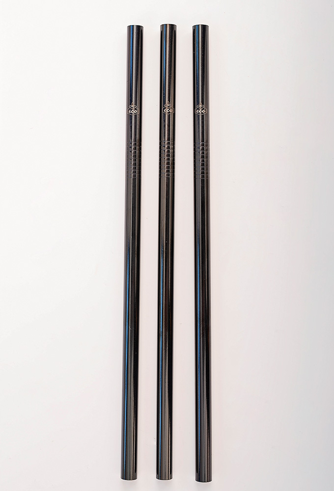 Straight Black Stainless Steel Straw One