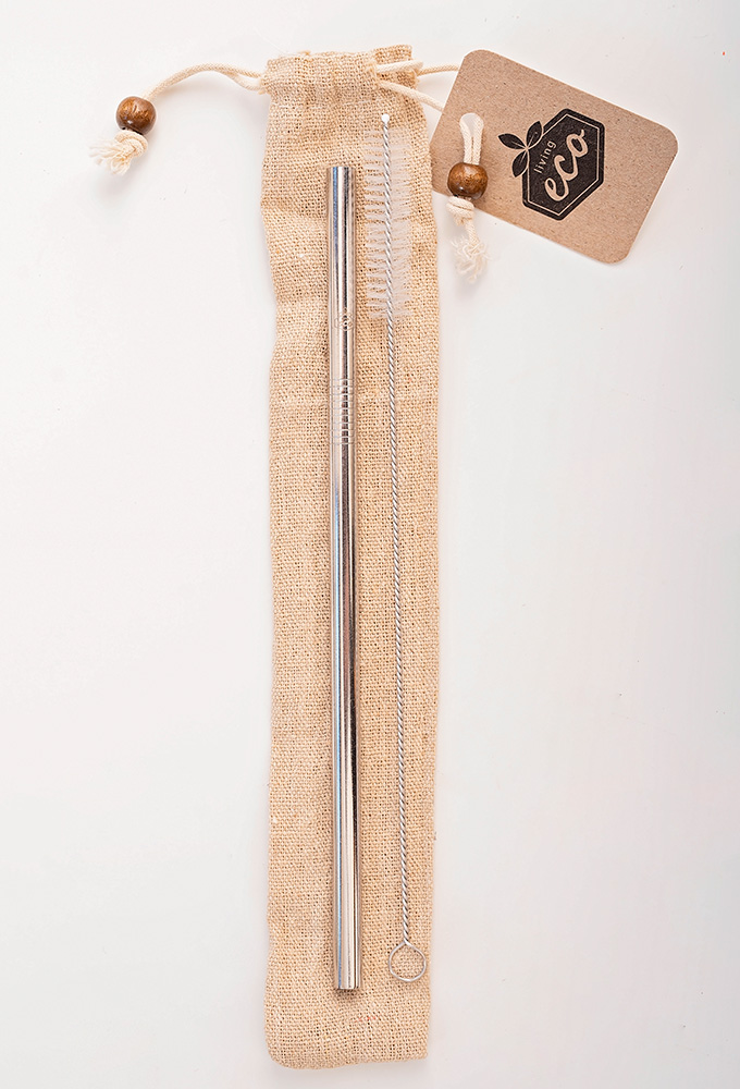 Straight Silver Stainless Steel Straw Kit One