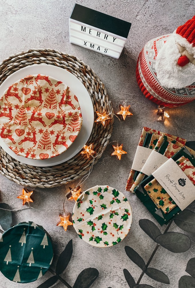 Christmas Beeswax Wraps - Pack of 3
